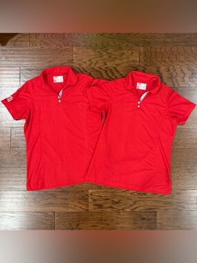 Lot of 2 Chick-Fil-A Polo Women’s Shirt M Oobe Team Style Red Uniform Recycled